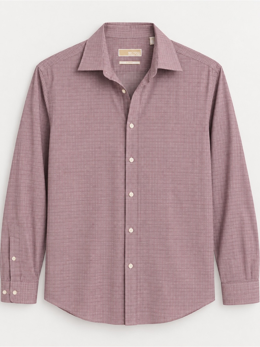 Michael Michael Kors Slim Fit Mauve Micro-Check Button-Up Shirt Men’s Large